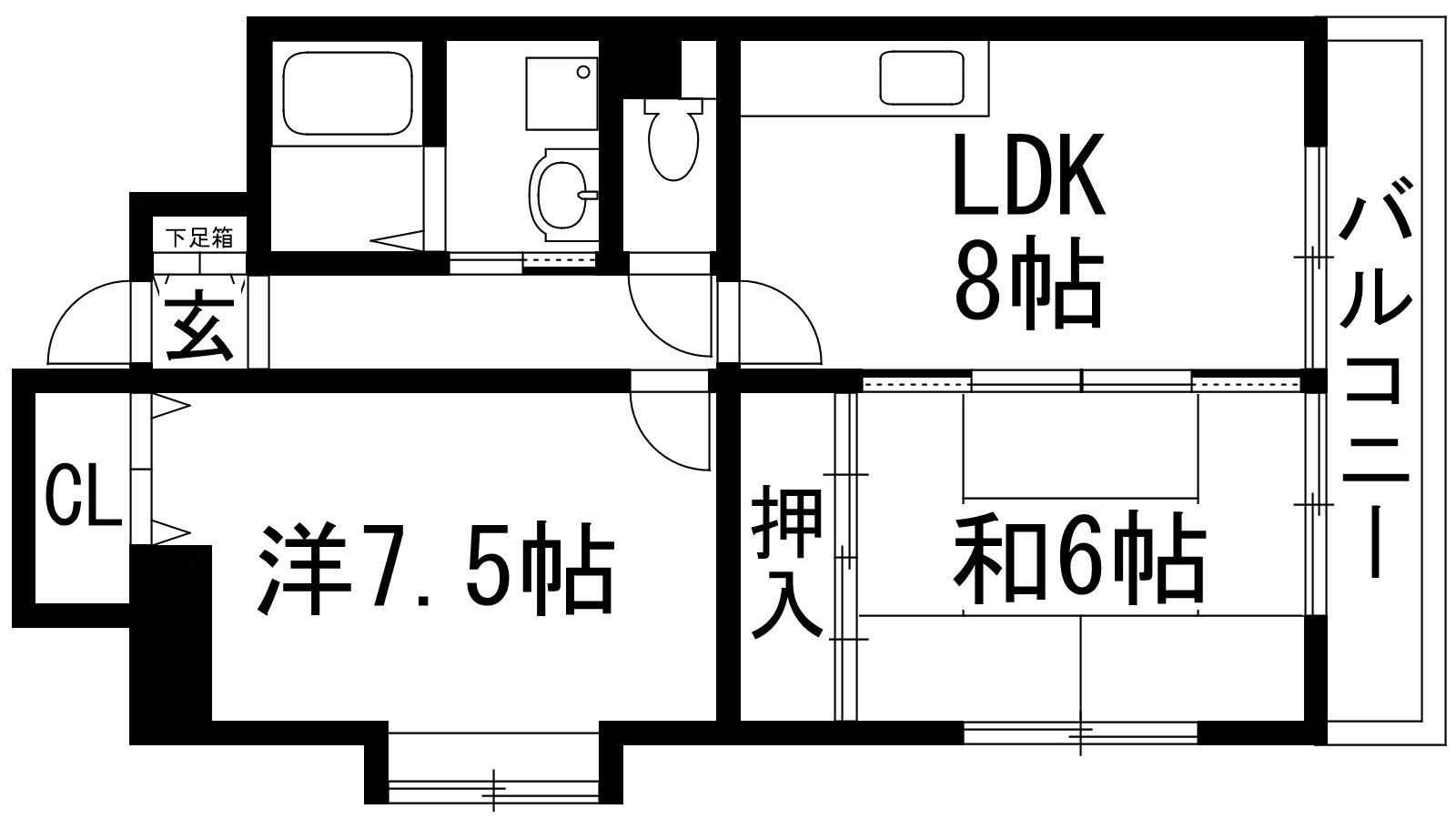 クレセントハイツ今里(2LDK/3階)の間取り写真