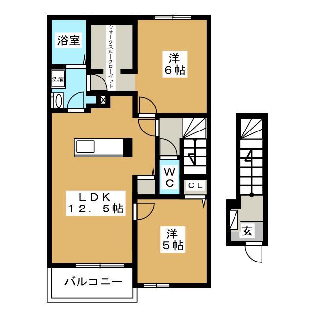 シエルII(2LDK/2階)の間取り写真