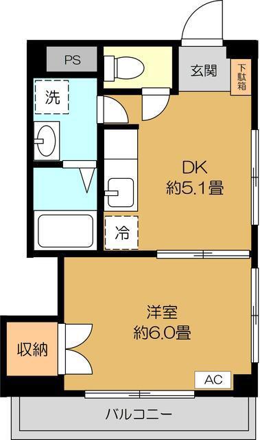 メゾン平間II(1DK/2階)の間取り写真