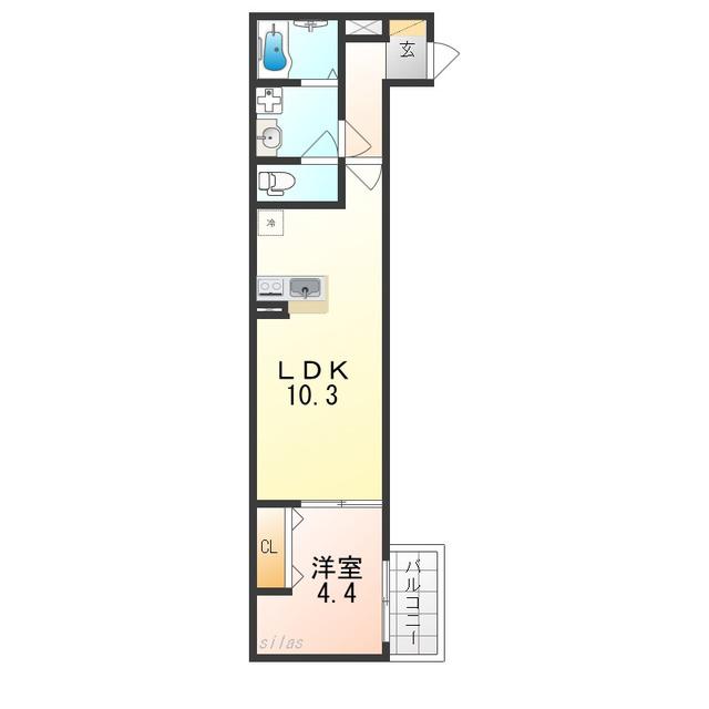 FSTYLE高見の里2号館(1LDK/2階)の間取り写真
