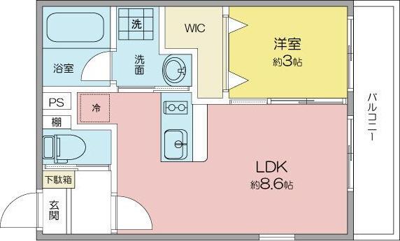 ジュネス豊田(1LDK/1階)の間取り写真