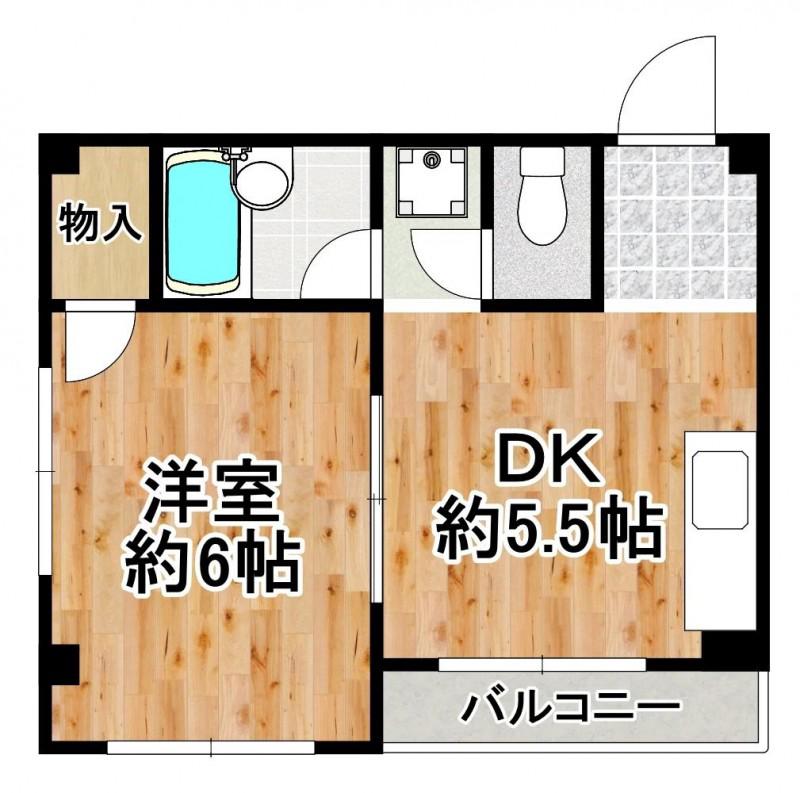 グレースハイツ2(1DK/5階)の間取り写真