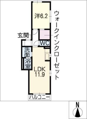 ウイング港(1LDK/2階)の間取り写真