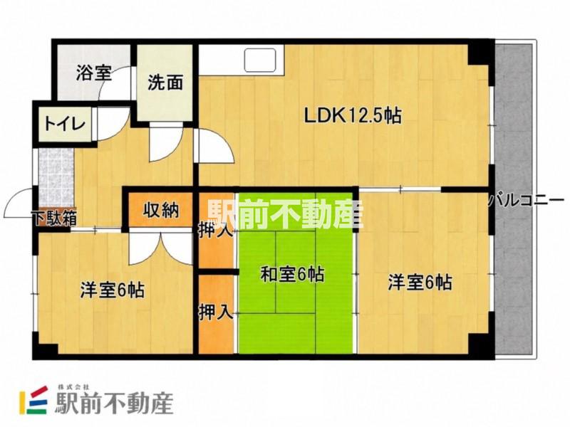 ナガタビル(3LDK/5階)の間取り写真