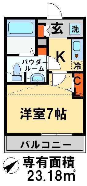 アジュールⅡ(1K/1階)の間取り写真