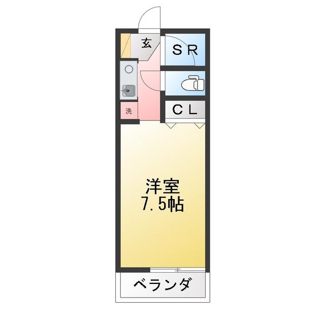 コーポたかやま(1K/2階)の間取り写真