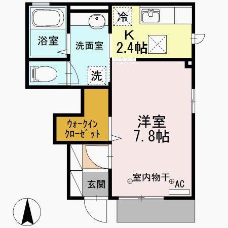オプティマス(1K/1階)の間取り写真