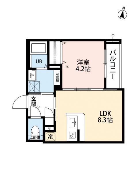 太陽と月の調和 LUNARE元町たいようとつきのちょうわ ルナーレ(1LDK/1階)の間取り写真