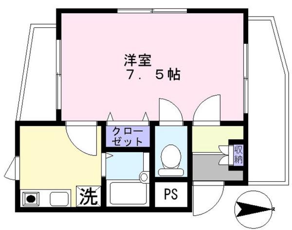 シティーハイム(1K/4階)の間取り写真