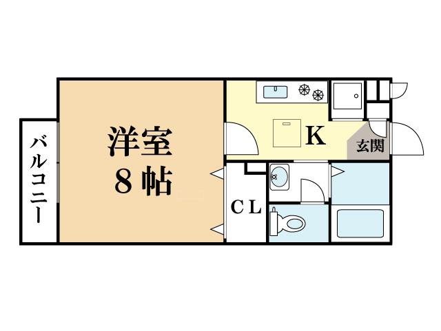 ルミエールI (1K/2階)の間取り写真