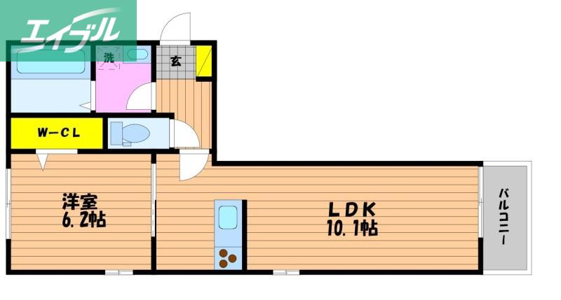 パームツリーC(1LDK/3階)の間取り写真