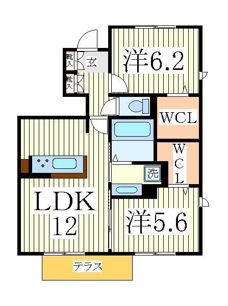 ビエント(2LDK/1階)の間取り写真
