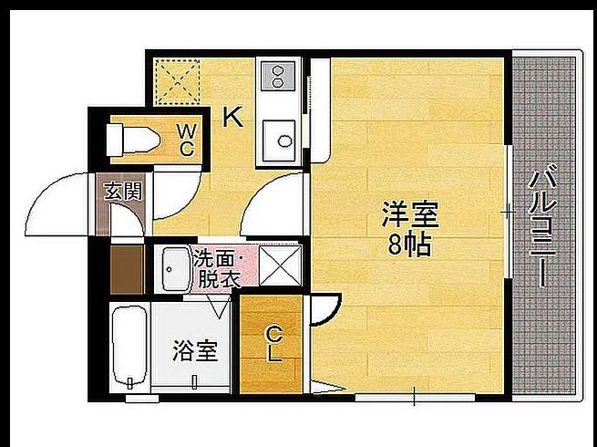 エンクレスト薬院(1K/13階)の間取り写真