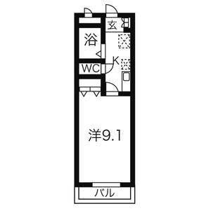 シャトー栗見坂II(1K/2階)の間取り写真