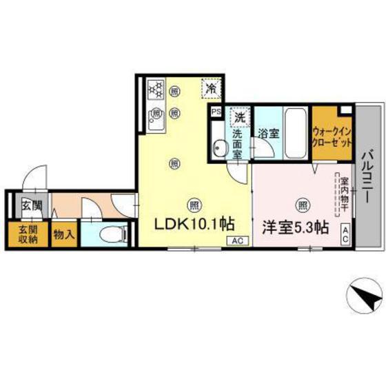 COLERMO舟入南(1LDK/2階)の間取り写真