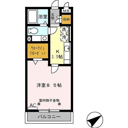 セーリング V A(1K/3階)の間取り写真