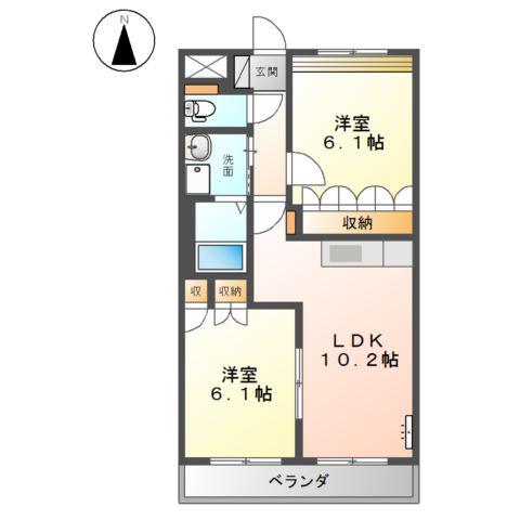 HAMAステイツ(2LDK/3階)の間取り写真