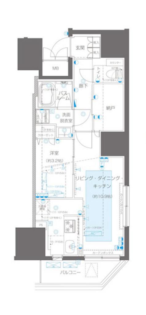 ズーム信濃町(1LDK/6階)の間取り写真