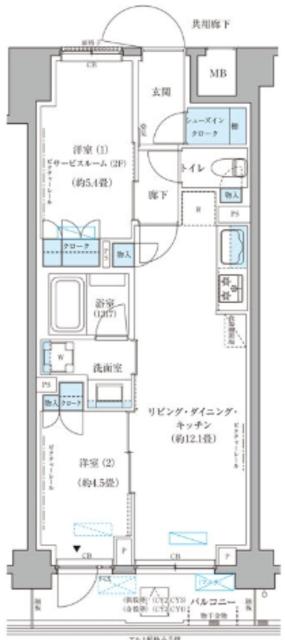パークアクシス文京本郷(2LDK/6階)の間取り写真
