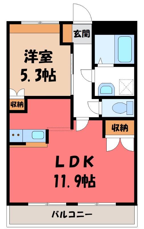 グランディ―ル コア(1LDK/1階)の間取り写真