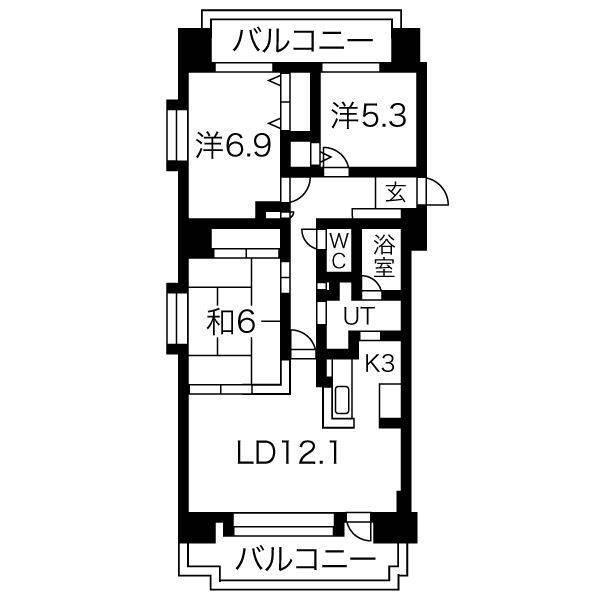 サンタの館裏参道(3LDK/10階)の間取り写真