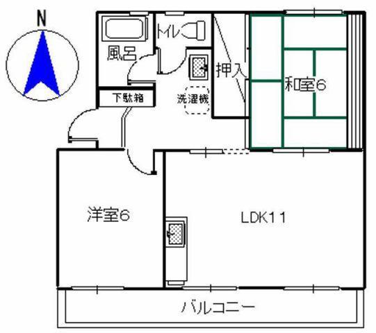 コーポ杉浦(2LDK/4階)の間取り写真