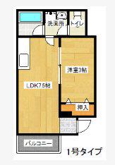 ドリームパレス愛宕 B(1LDK/3階)の間取り写真