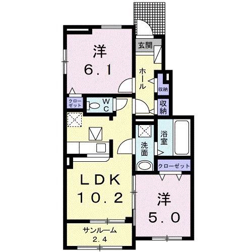 PONTE I(2LDK/1階)の間取り写真