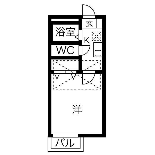 ブランドールJ(1K/1階)の間取り写真
