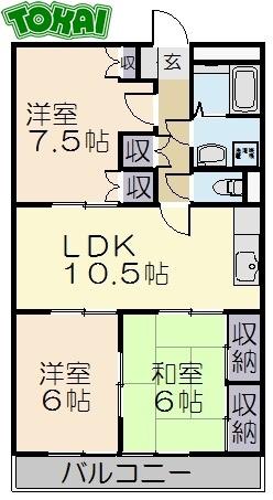 エスポワールMII(3LDK/4階)の間取り写真