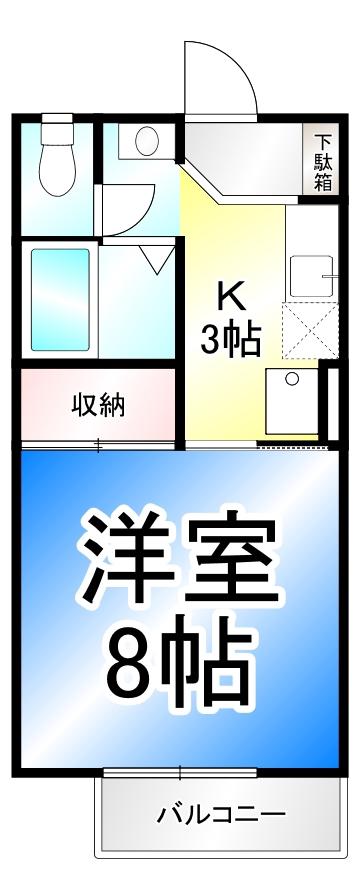 カサ・デ・サチ(1K/2階)の間取り写真