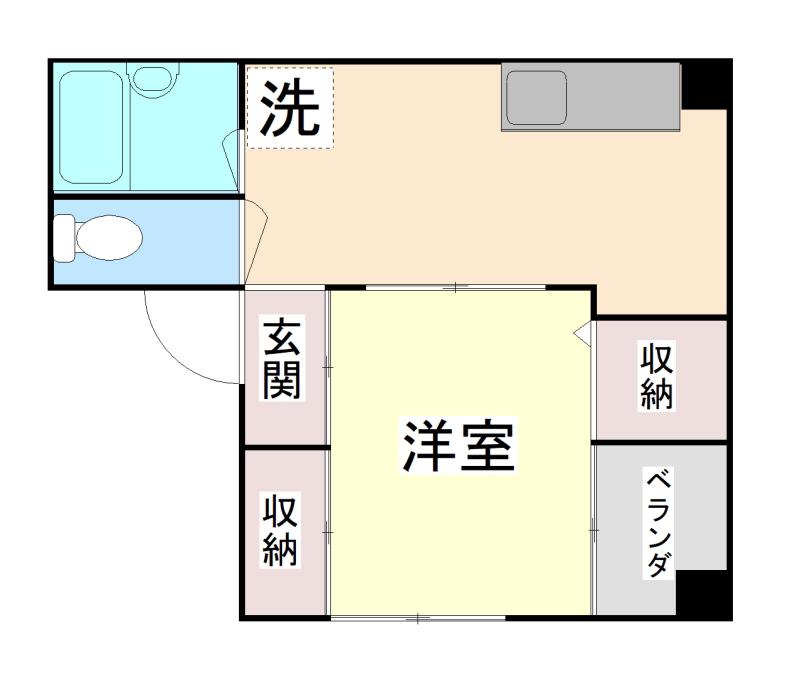 ハイツ片岡(1K/4階)の間取り写真