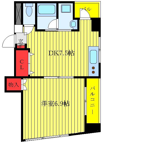 冨田ビル(1DK/2階)の間取り写真