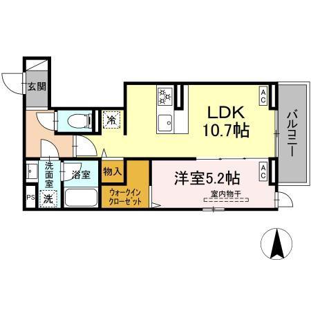 D-ABANICO(1LDK/3階)の間取り写真