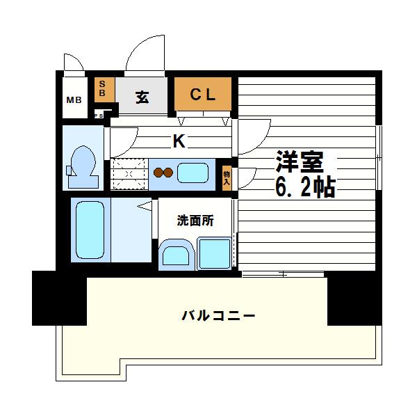 LUXE難波イースト(1K/5階)の間取り写真
