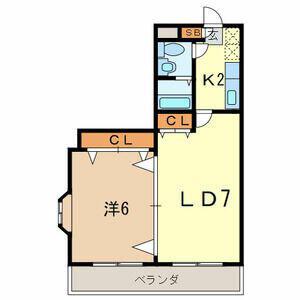 フローレス七番館(1LDK/2階)の間取り写真