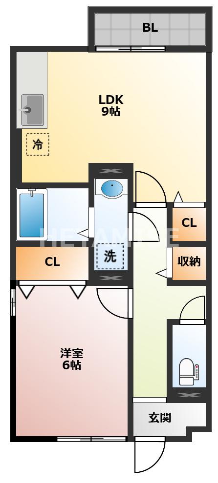 モナリエ池田新町(1LDK/1階)の間取り写真