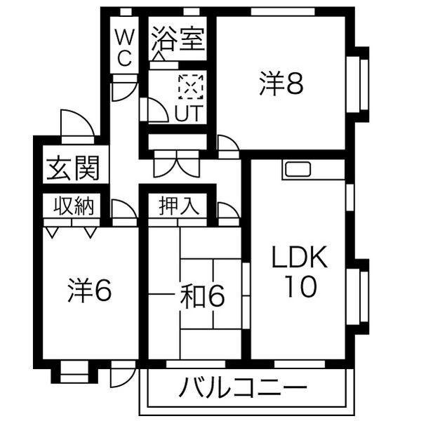 タウンハウス郷B棟(3LDK/2階)の間取り写真