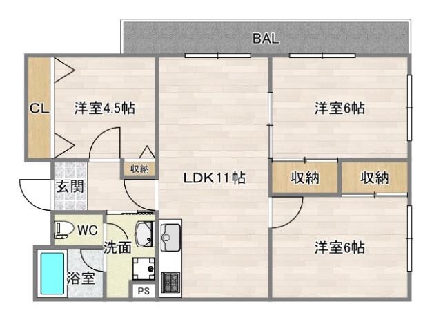 ヤヨイビル(3LDK/8階)の間取り写真