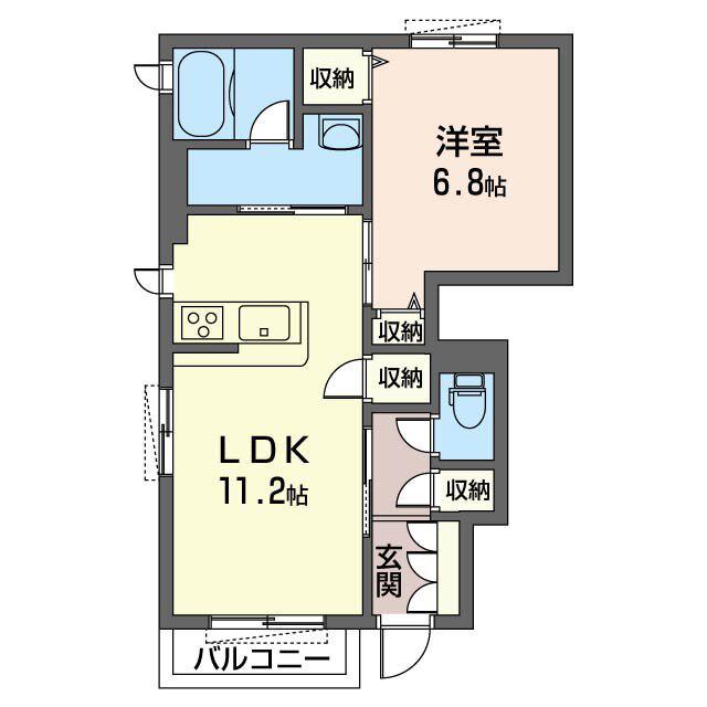 LOGEMENT LA PLUME(1LDK/1階)の間取り写真