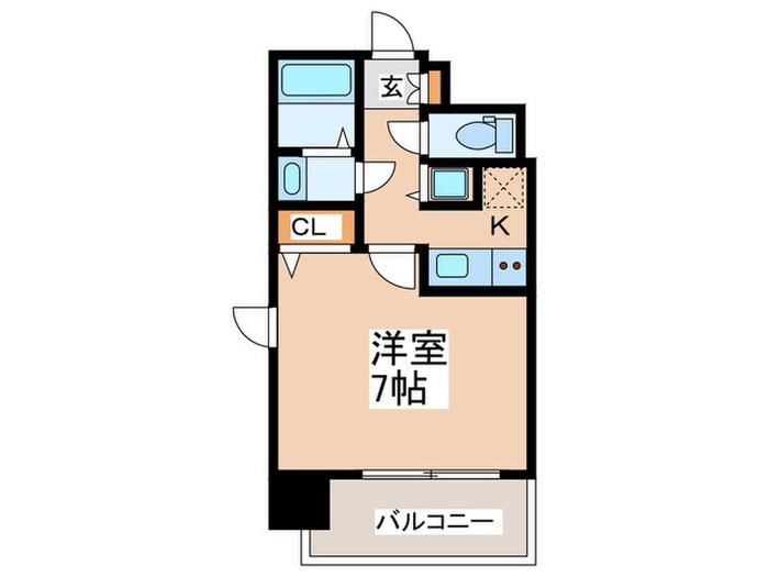スワンズシティ北堀江(1K/3階)の間取り写真