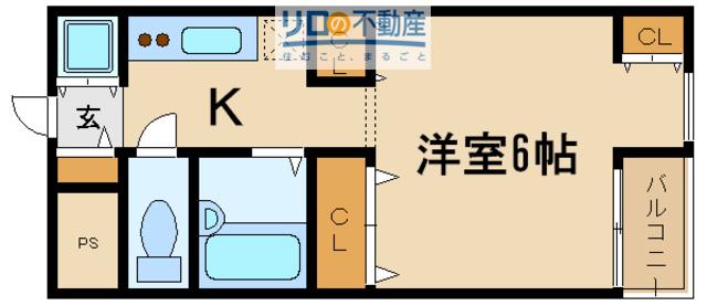 シエテ野間(1K/2階)の間取り写真