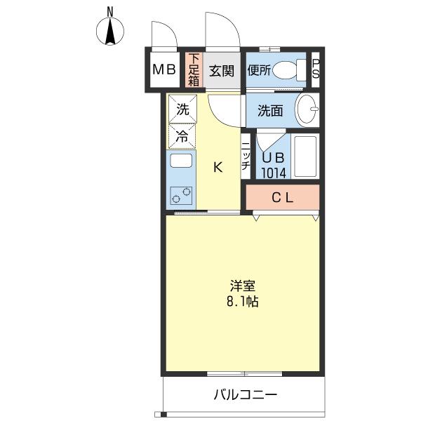 アルーカスFH(1K/1階)の間取り写真