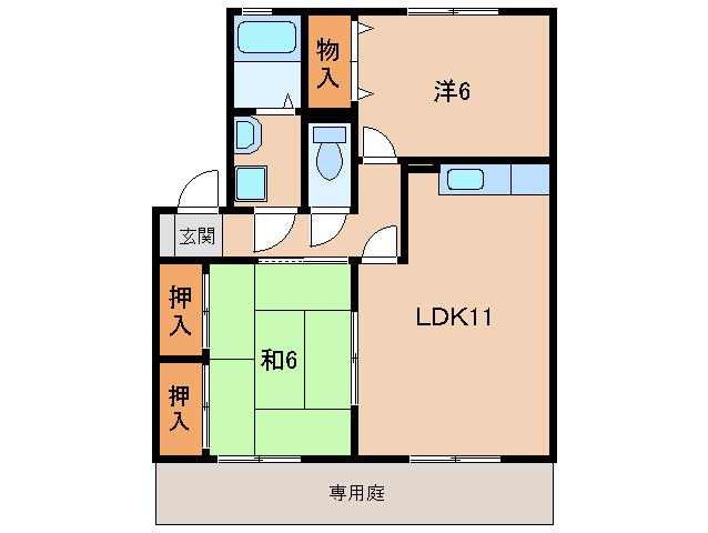 ARCADIA NOKAMI(2LDK/1階)の間取り写真