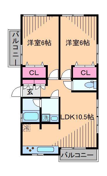 MONAMIB棟(2LDK/1階)の間取り写真