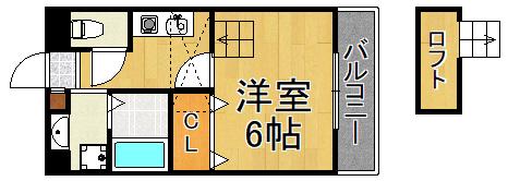 ラフィーネ川西(1K/4階)の間取り写真