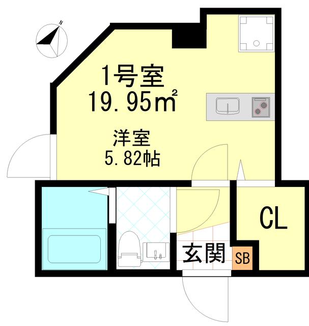 CFジオーレ東門前(1K/1階)の間取り写真