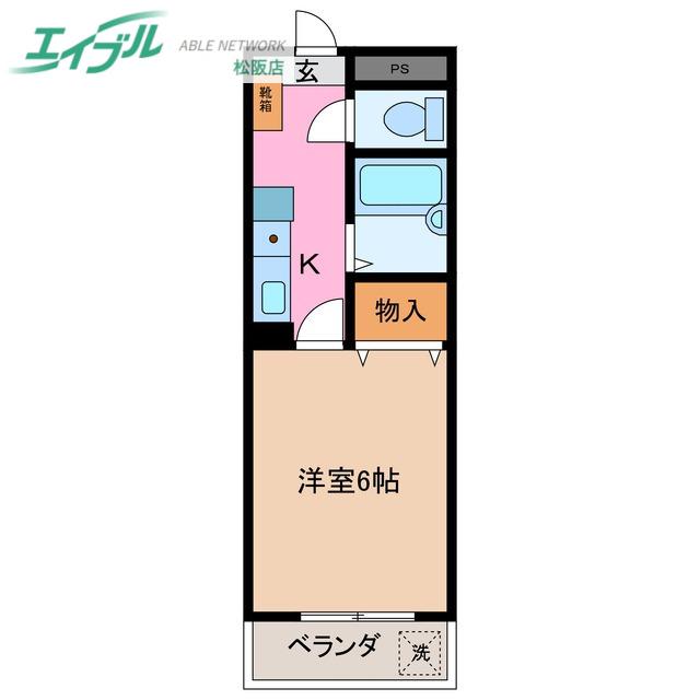 パルテンザ松阪Ⅰ(1K/1階)の間取り写真