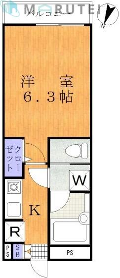 グリーンキャピタル(1K/1階)の間取り写真