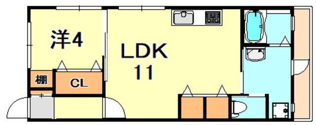 ドリカムしおや(1LDK/1階)の間取り写真